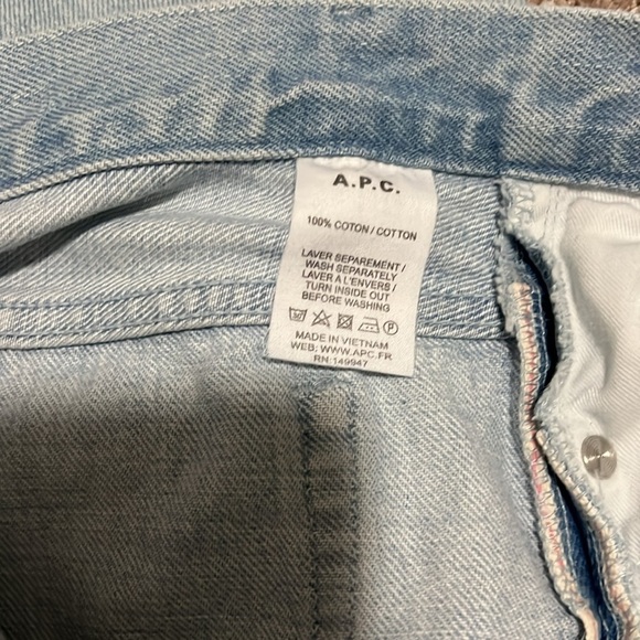 APC unisex Petit New Standard Selvedge Skinny Jeans Size 28 Light Blue - Picture 4 of 5